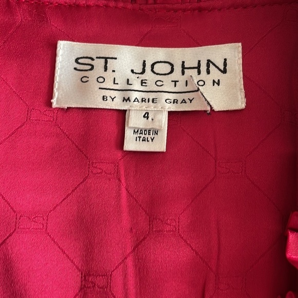 St. John Collection by Marie Gray Leather and Silk Blazer Jacket - Picture 4 of 16